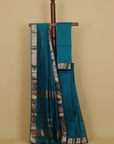 Sapphire blue silk cotton maheshwari saree