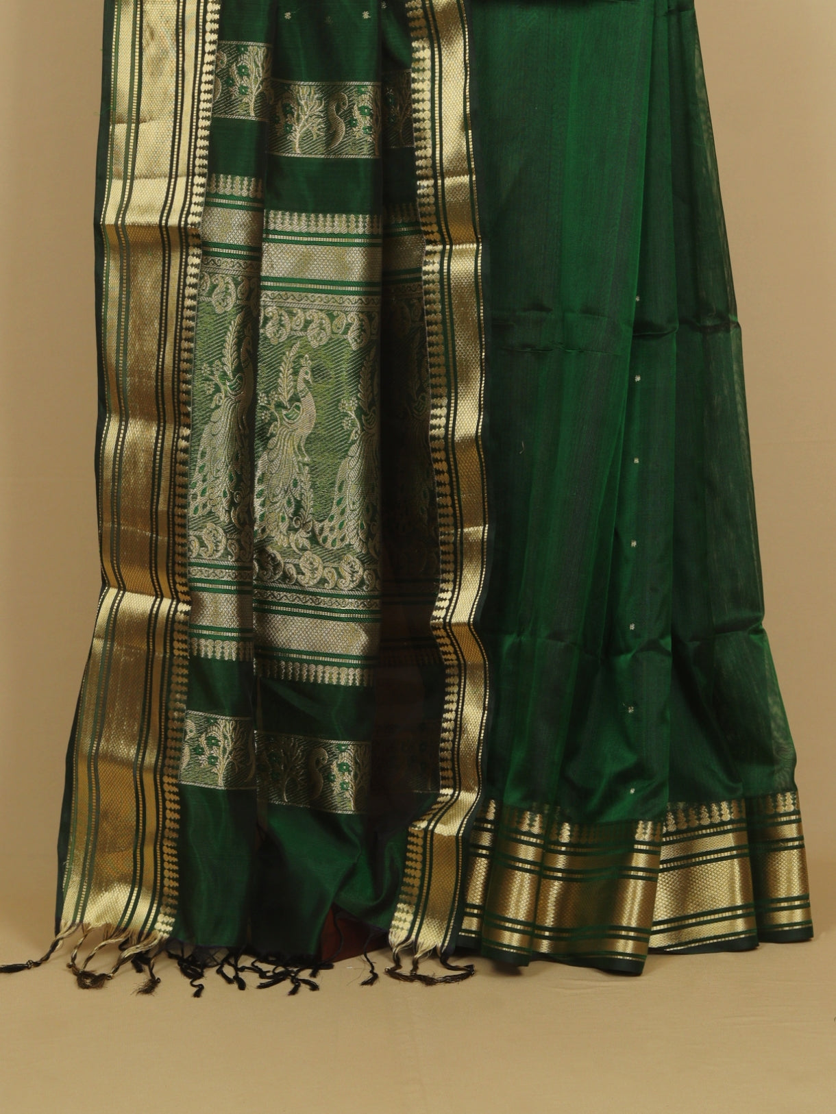 Green peshwai silk saree