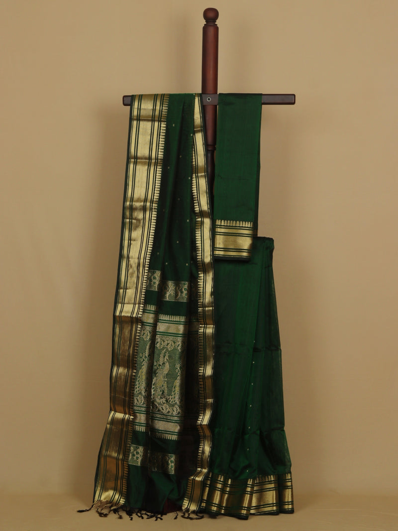 Green peshwai silk saree