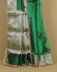 Green organza saree