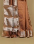 Metallic rust organza saree
