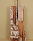 Metallic rust organza saree
