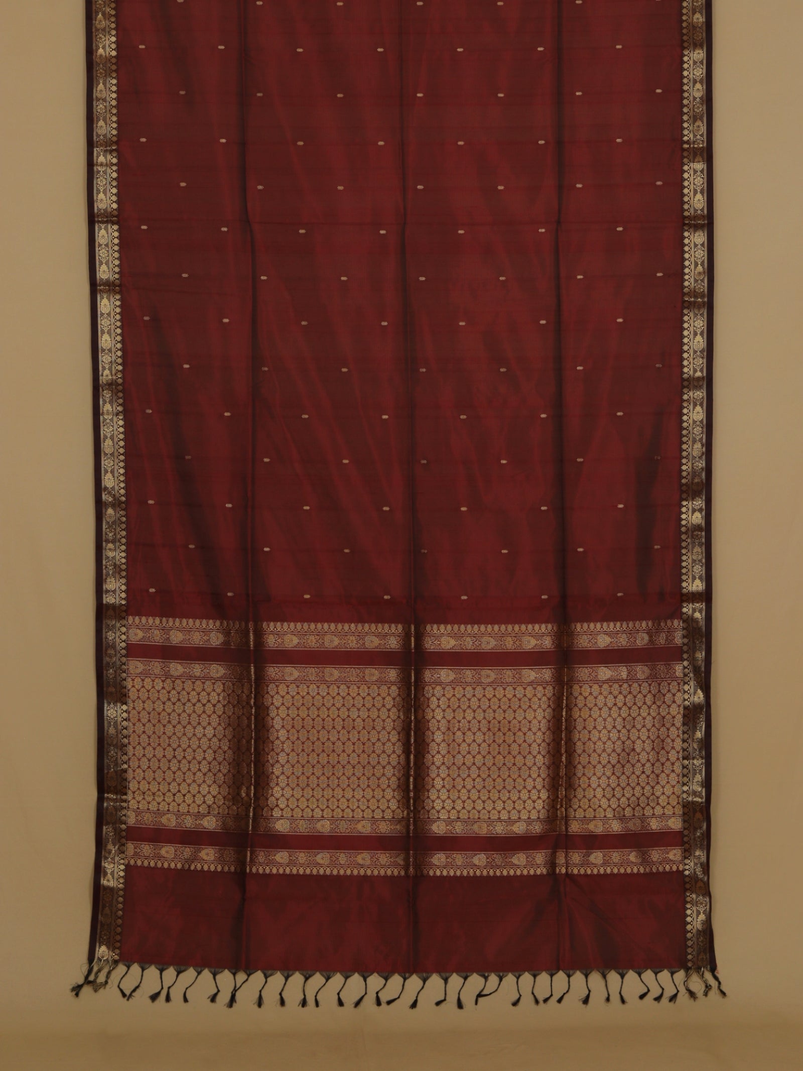 Coffee brown silk cotton maheshwari saree