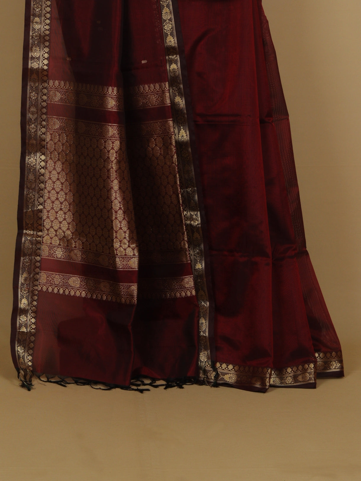 Coffee brown silk cotton maheshwari saree