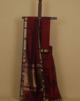 Coffee brown silk cotton maheshwari saree