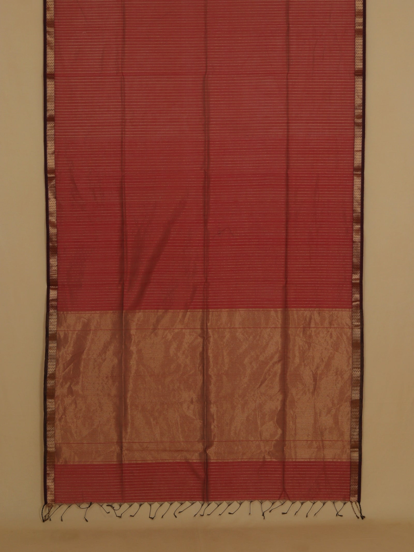 Maroon cotton silk maheshwari saree