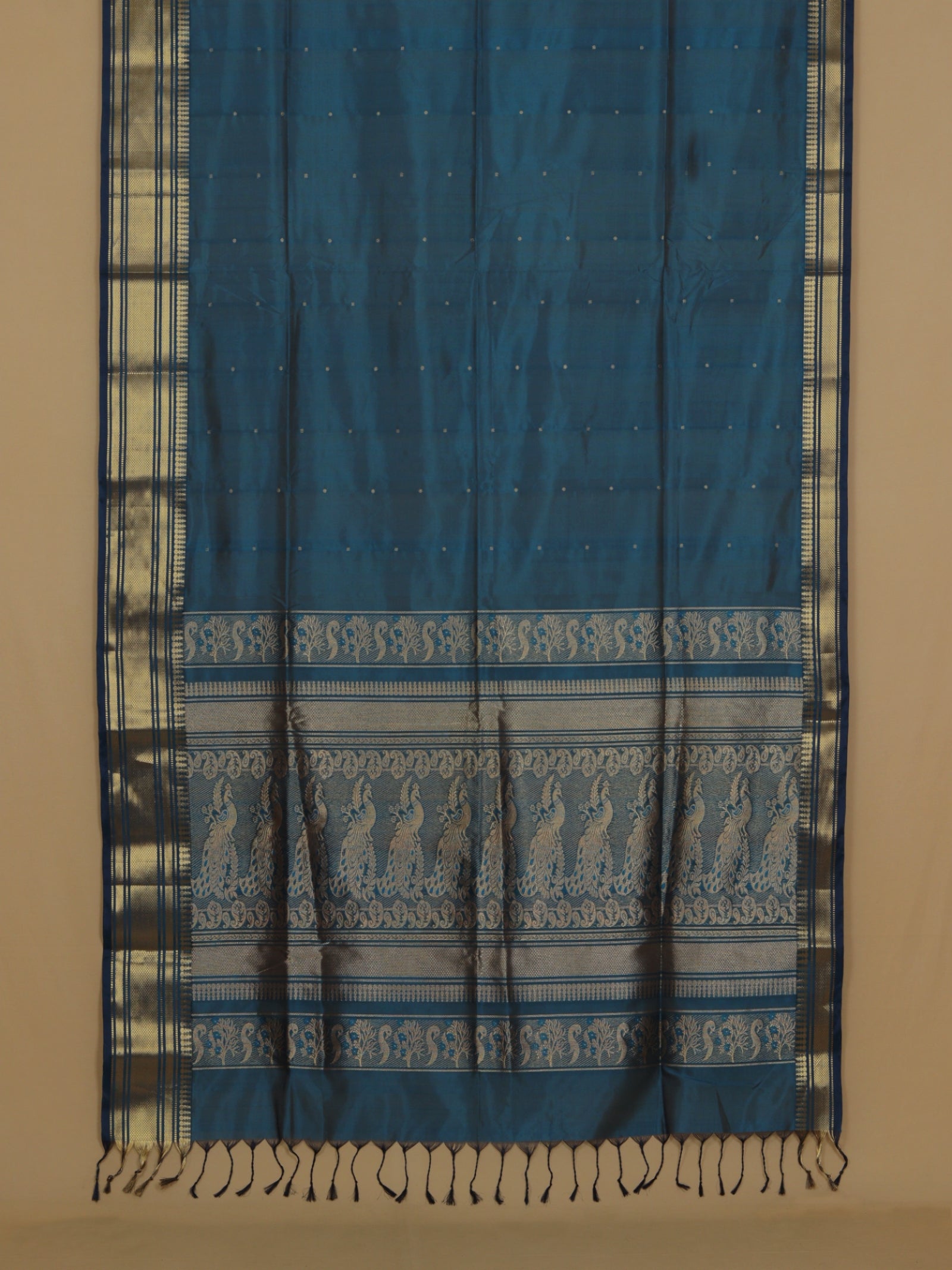 Rich blue peshwai silk saree