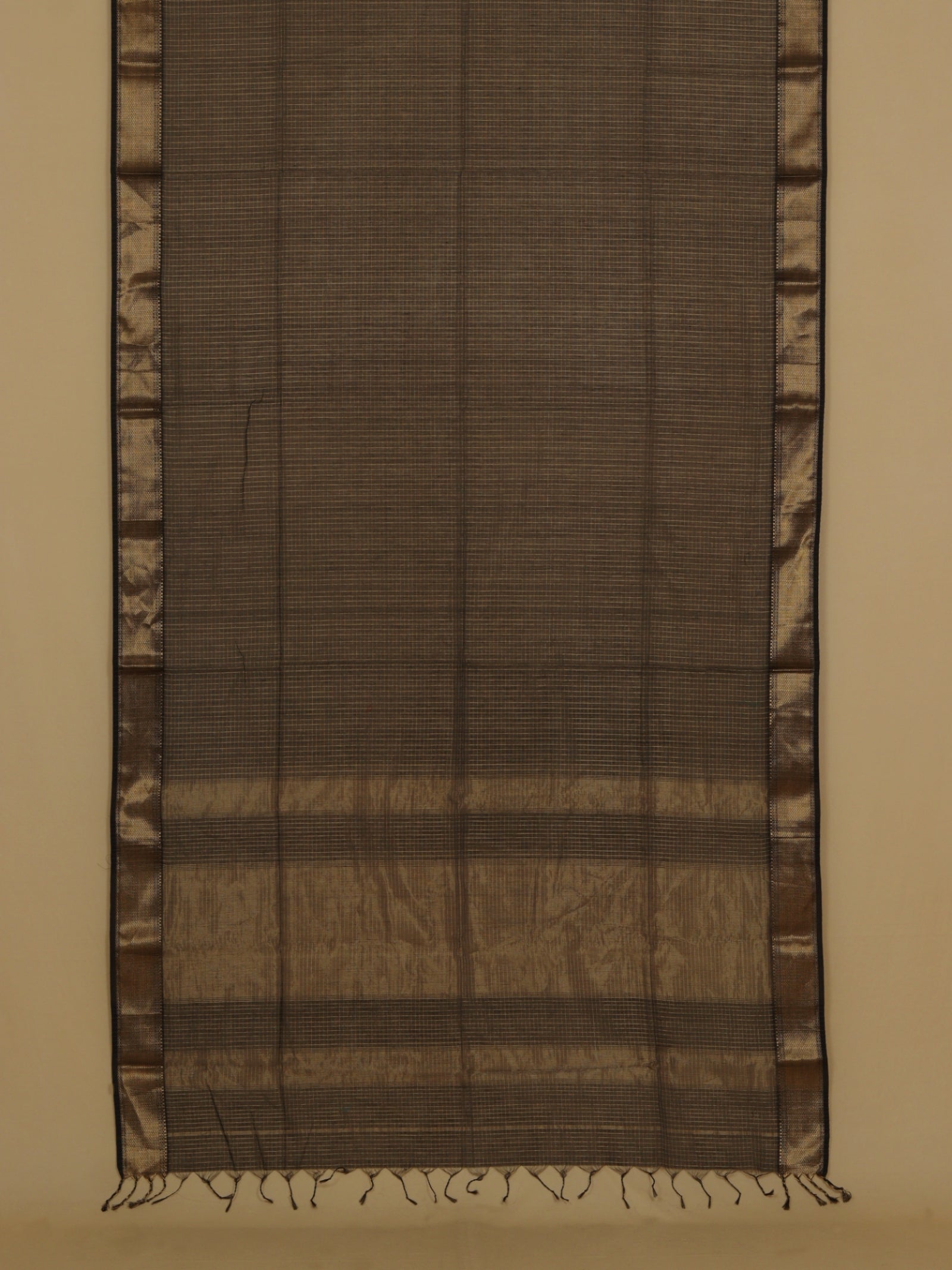 Black silk cotton maheshwari saree