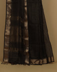 Black silk cotton maheshwari saree