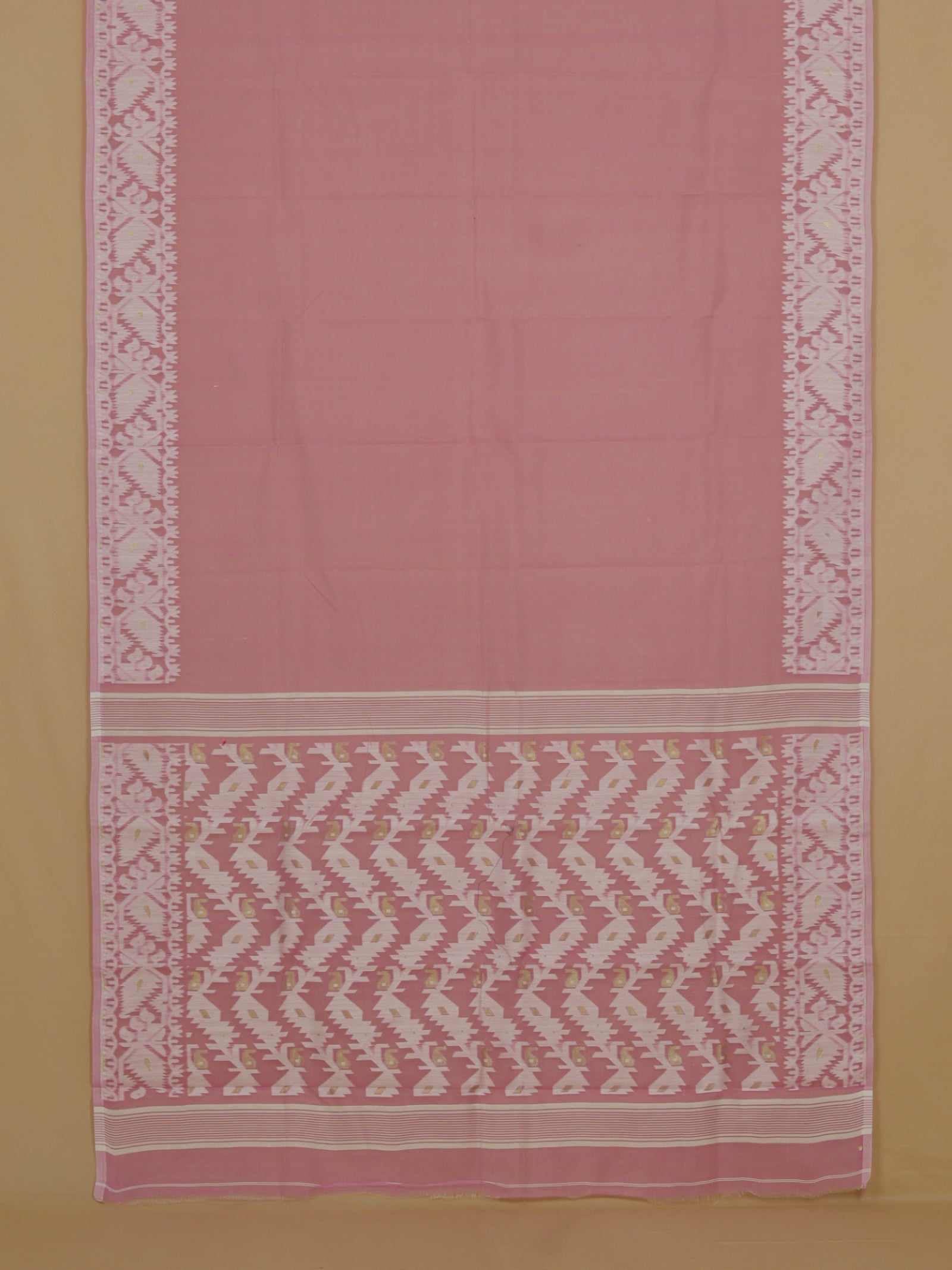 Pink cotton jamdani saree