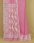 Pink cotton jamdani saree