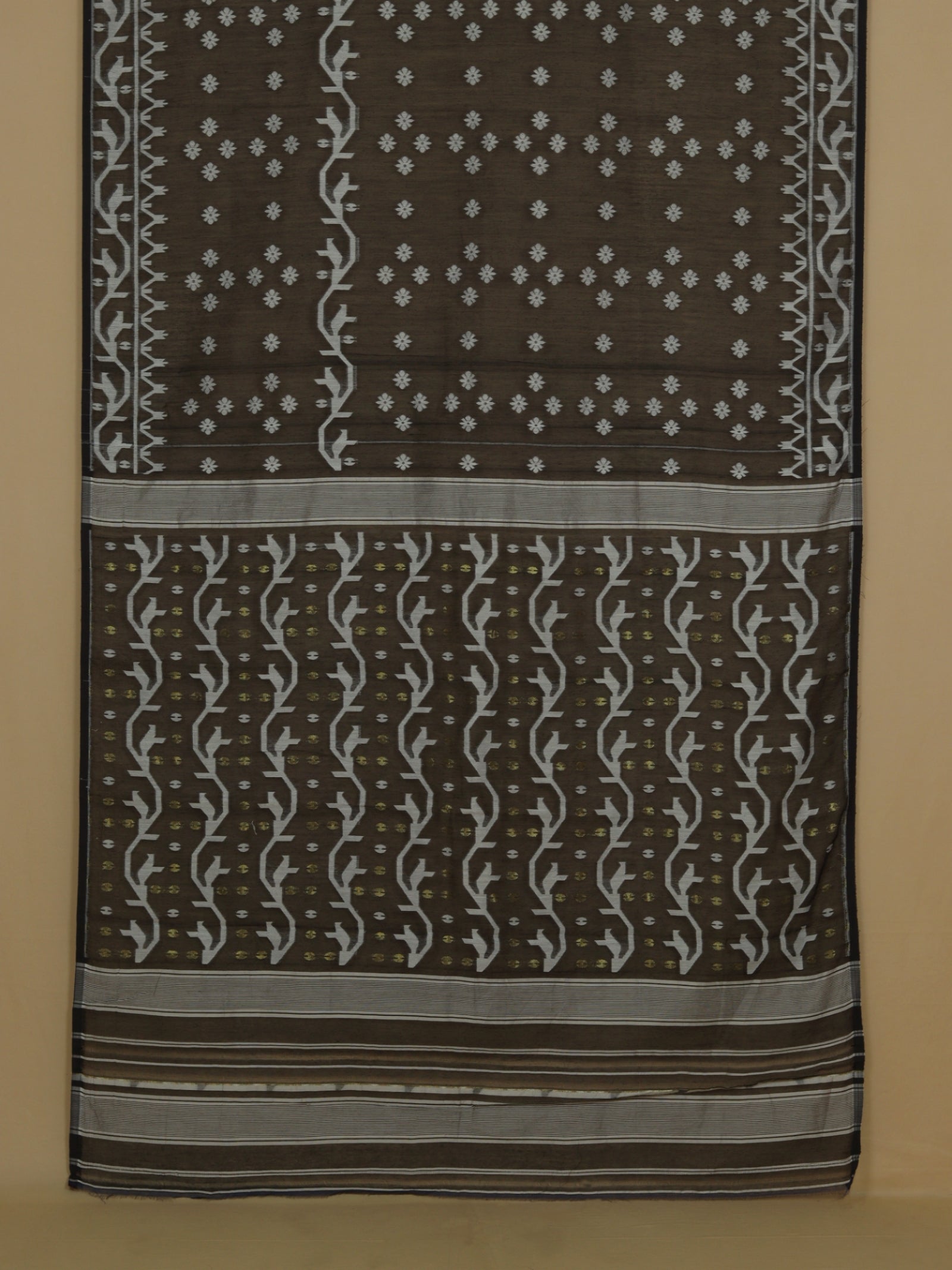 Black cotton jamdani saree