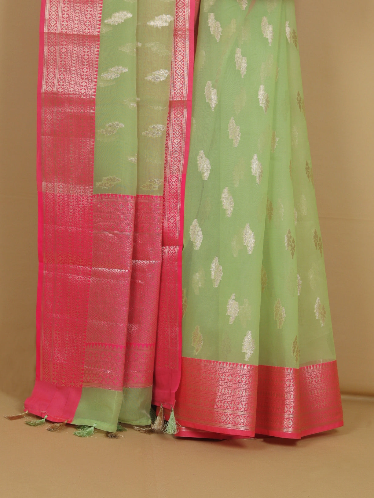 Liril green organza saree