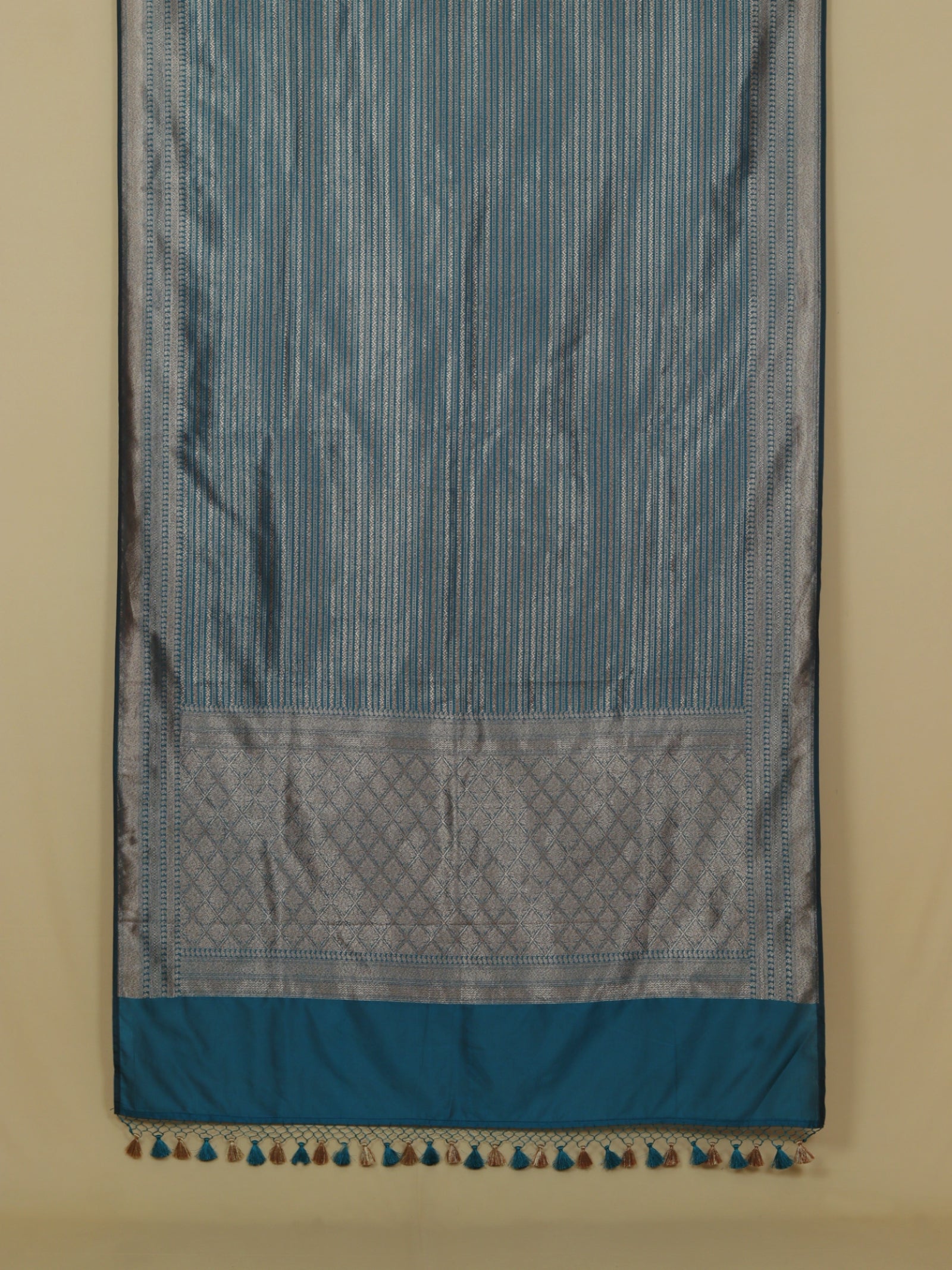 German blue blended silk saree