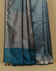 German blue blended silk saree