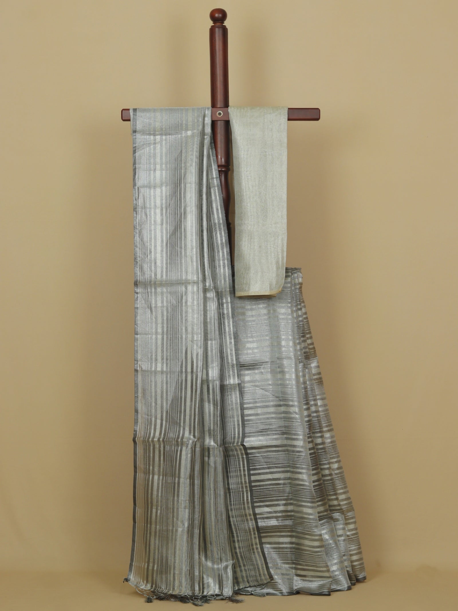 Grey tissue organza saree