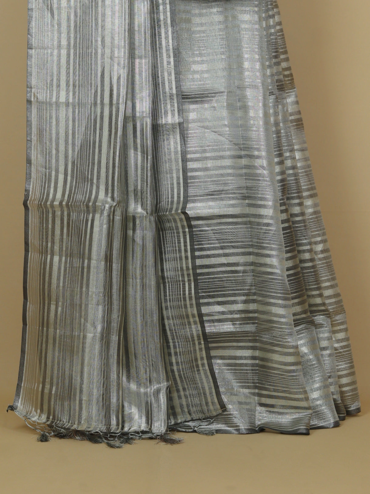 Grey tissue organza saree
