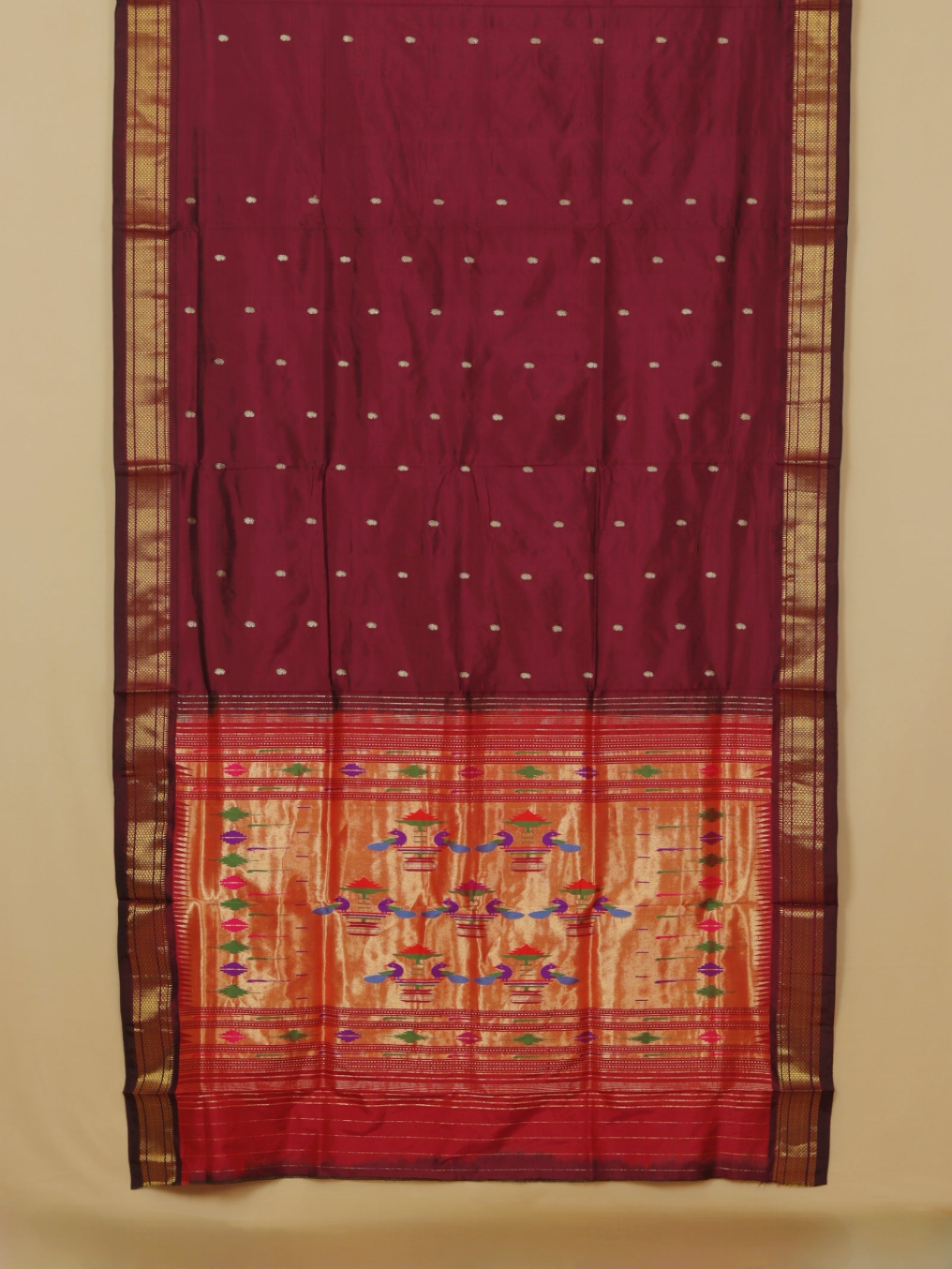 Wine silk paithani saree
