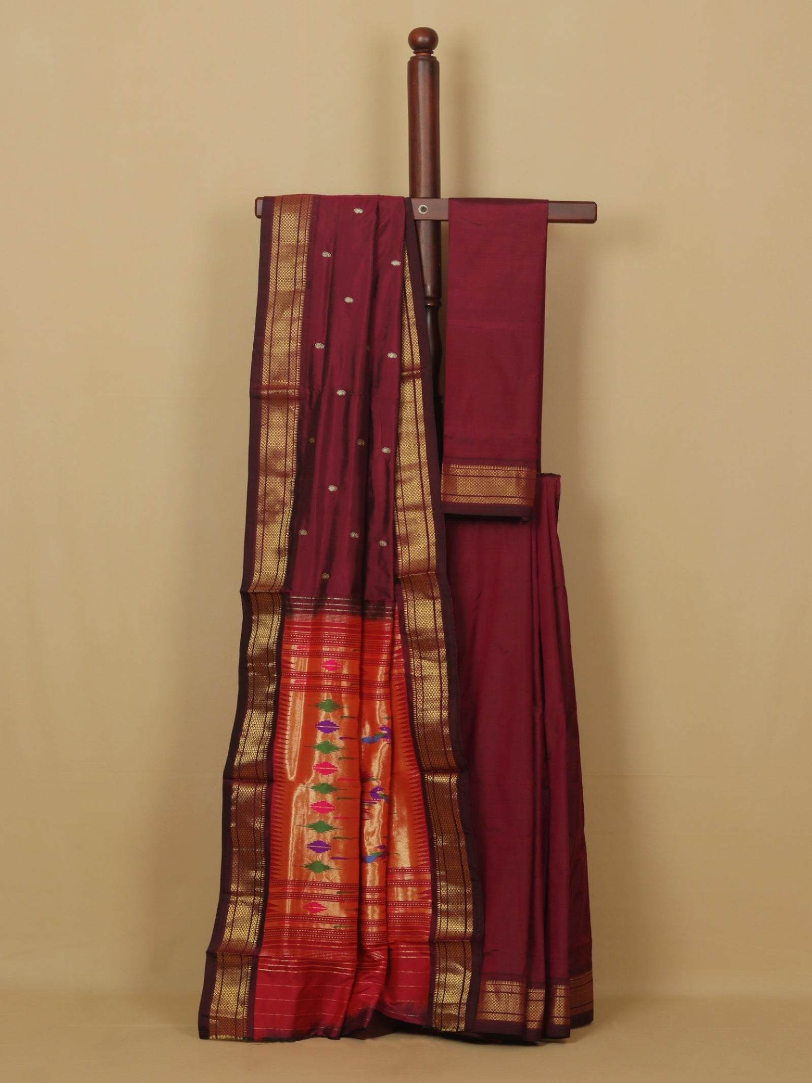 Wine silk paithani saree