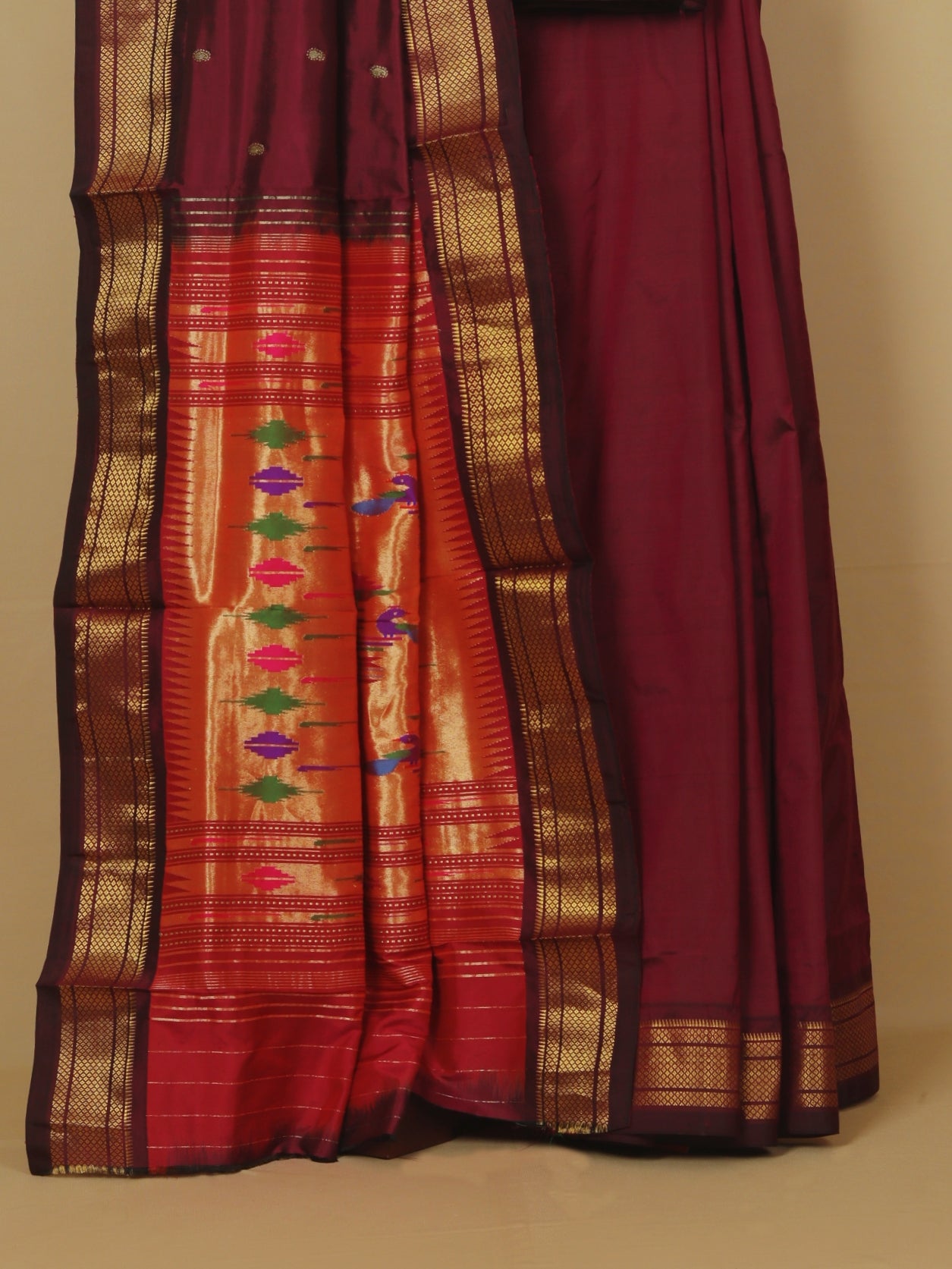 Wine silk paithani saree