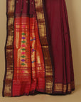 Wine silk paithani saree
