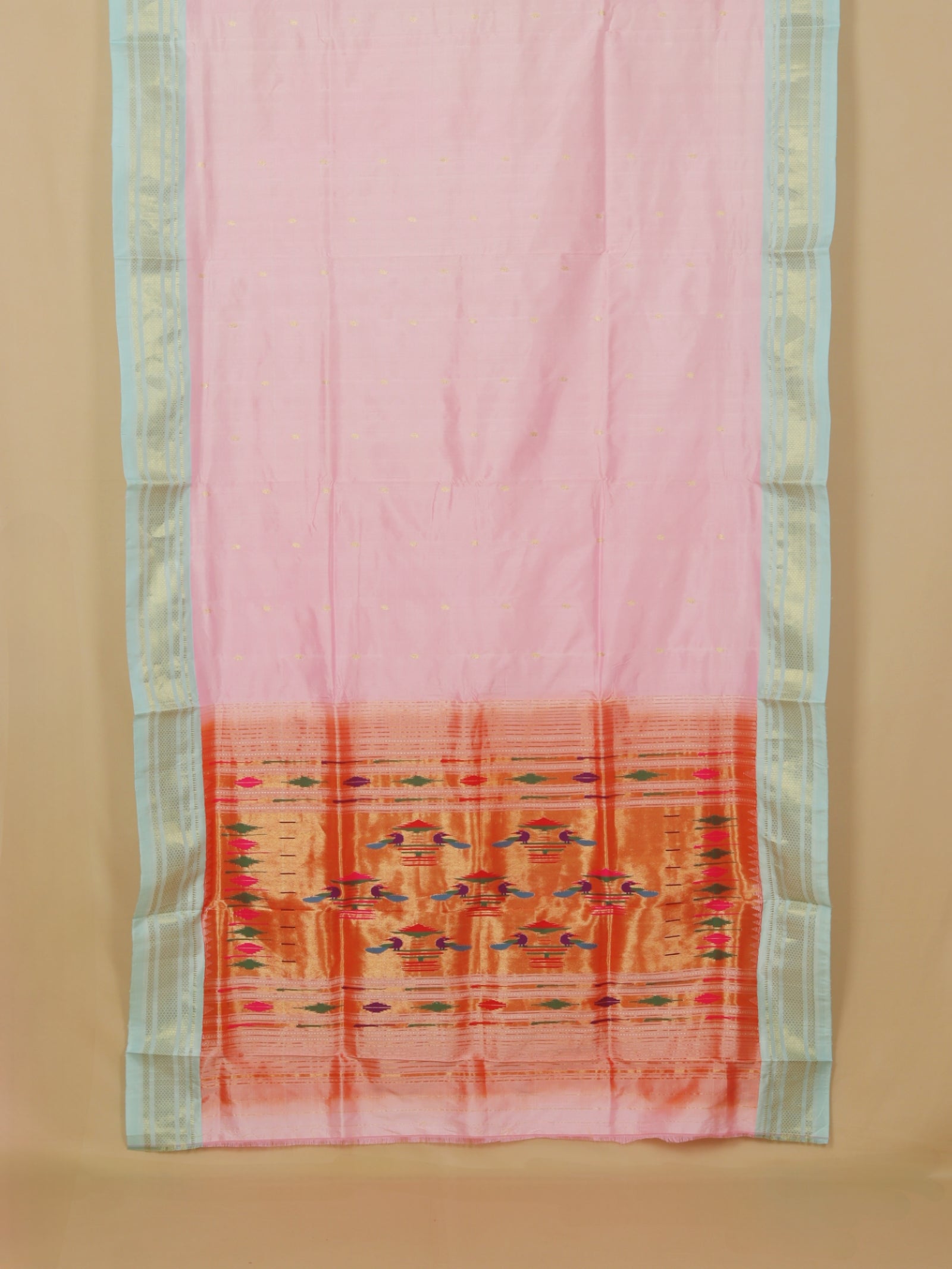 Baby pink silk paithani saree