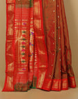 Anjeeri green silk paithani saree