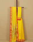 Lemon yellow silk paithani saree
