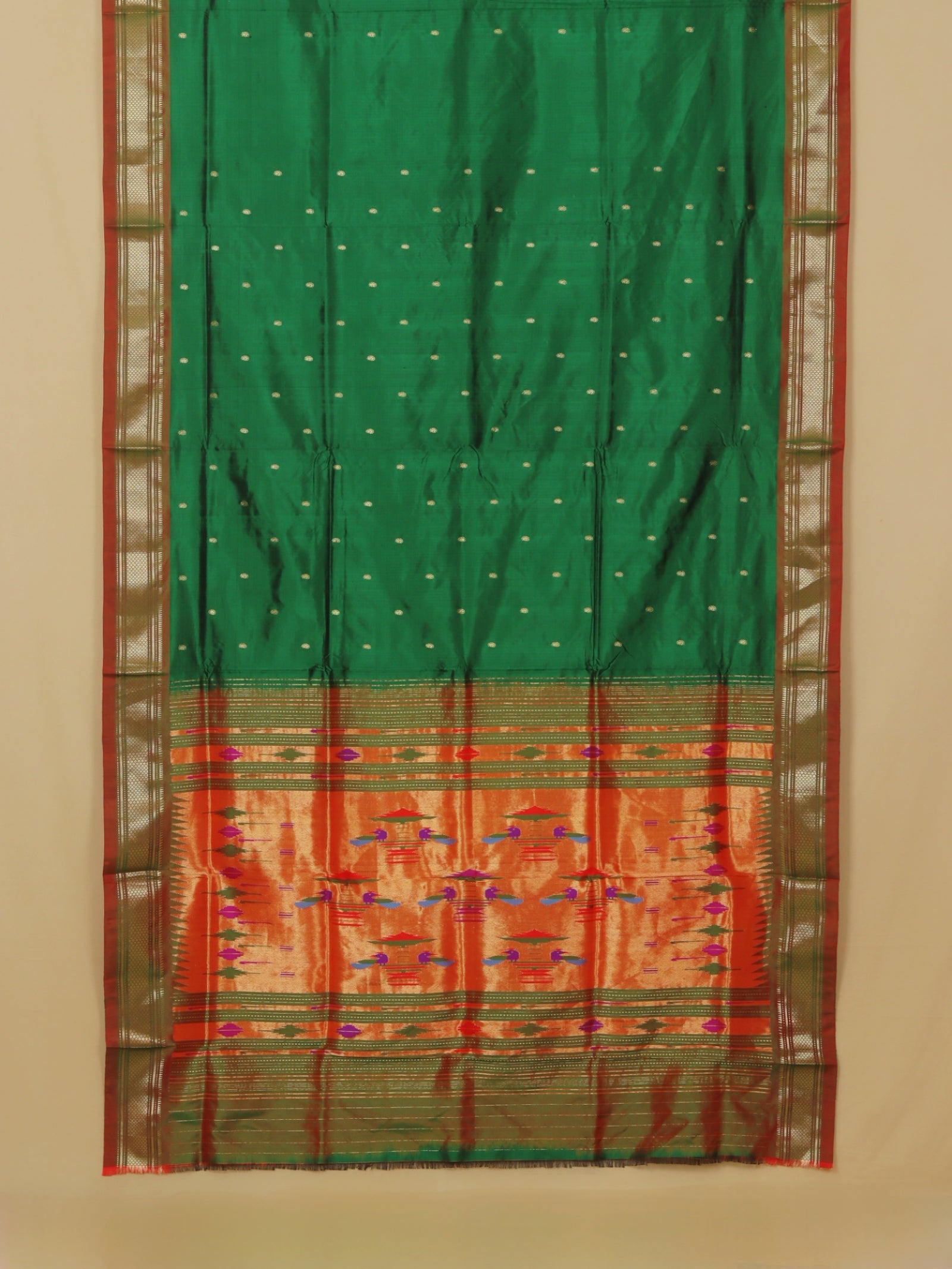 Green silk paithani saree