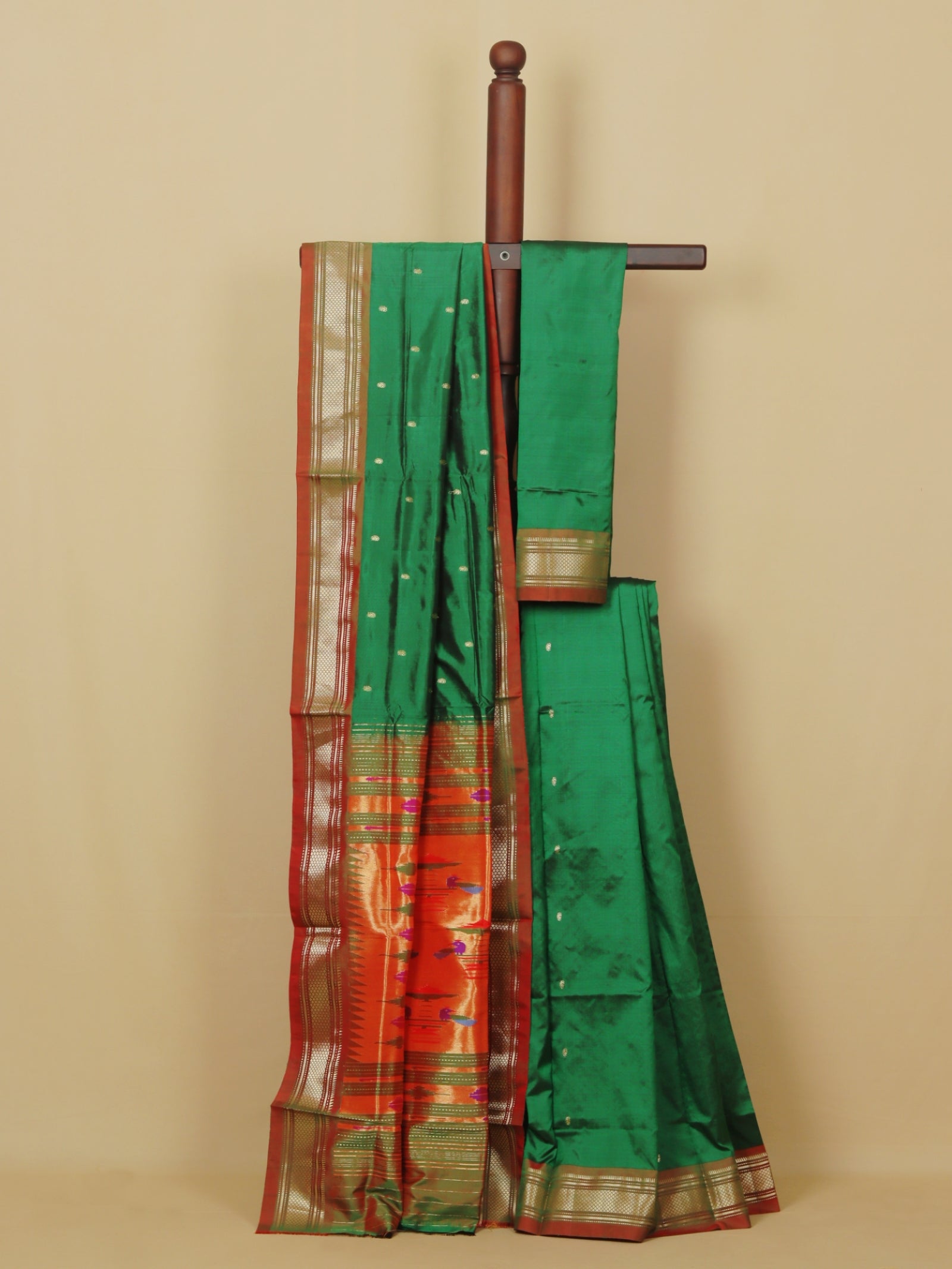 Green silk paithani saree