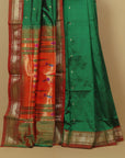 Green silk paithani saree