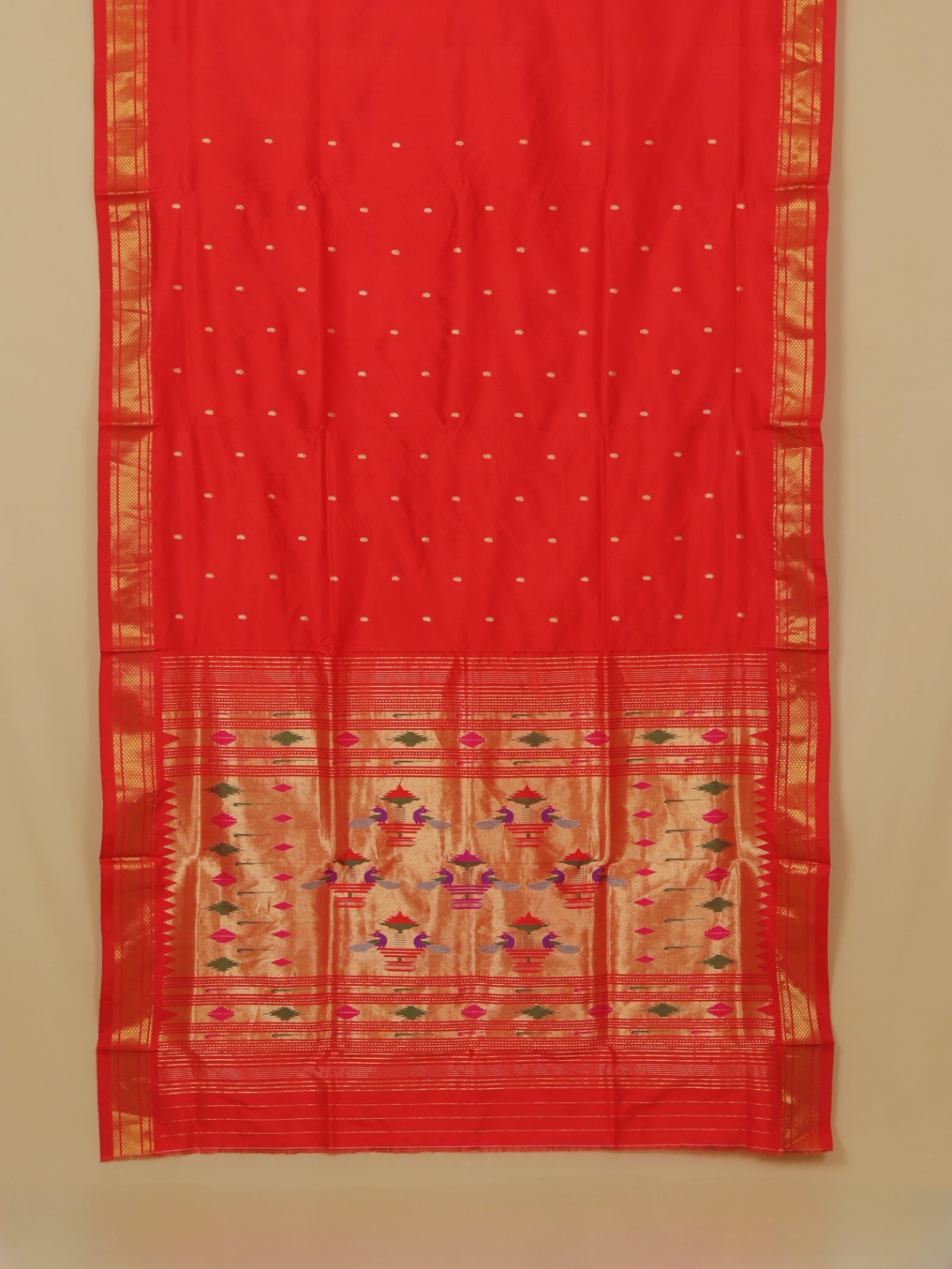 Red silk paithani saree