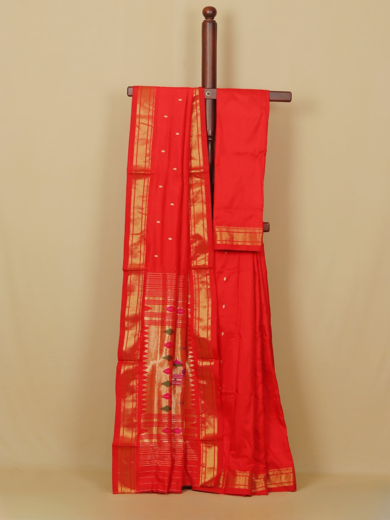 Red silk paithani saree