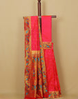 Peachish rani fancy border paithani silk saree
