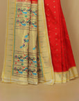 Red munia paithani saree