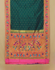 Emerald green fancy border paithani silk saree
