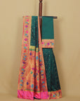 Emerald green fancy border paithani silk saree