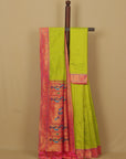 Parrot by pink munia paithani saree