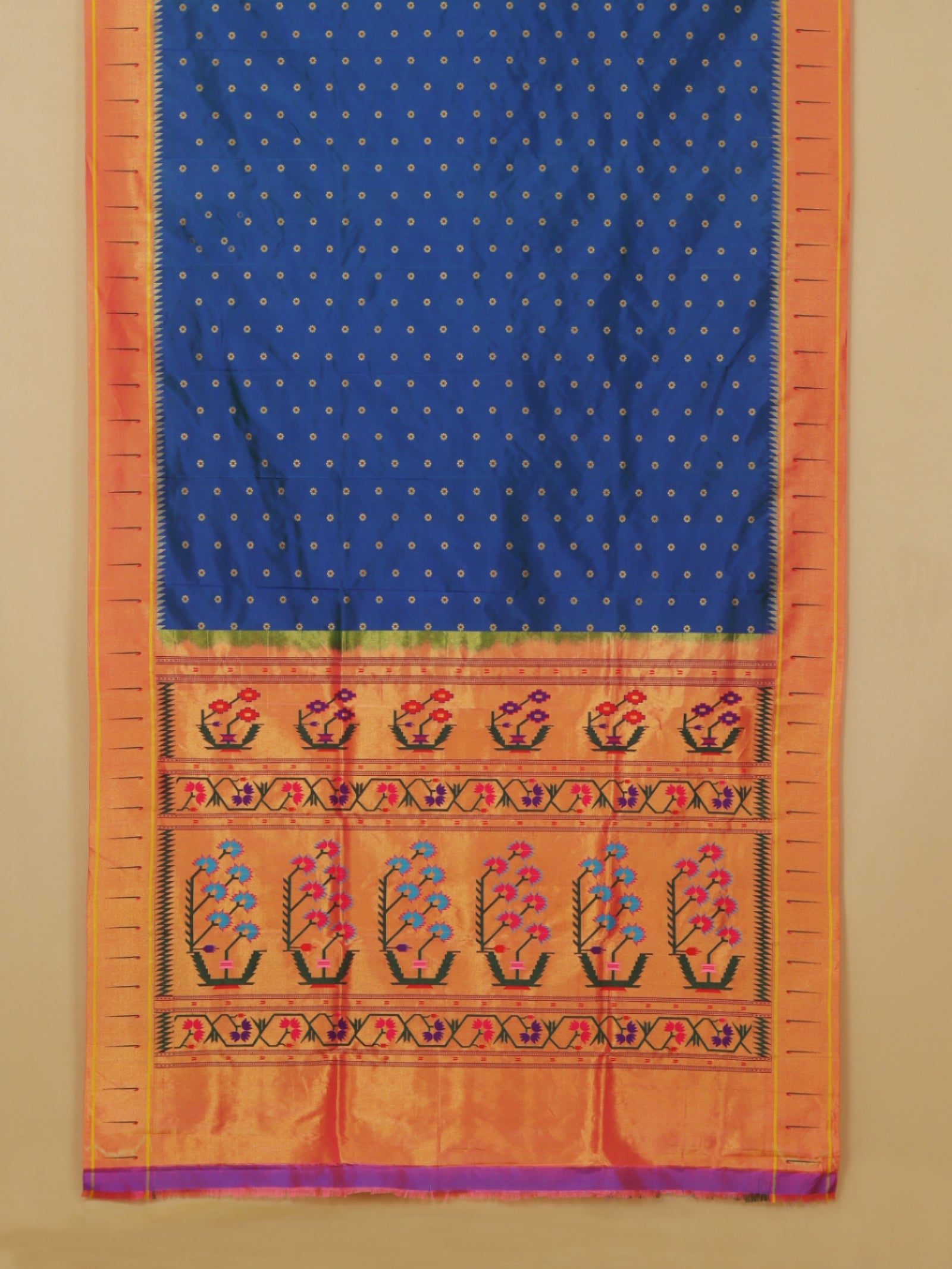 Short blue munia paithani saree