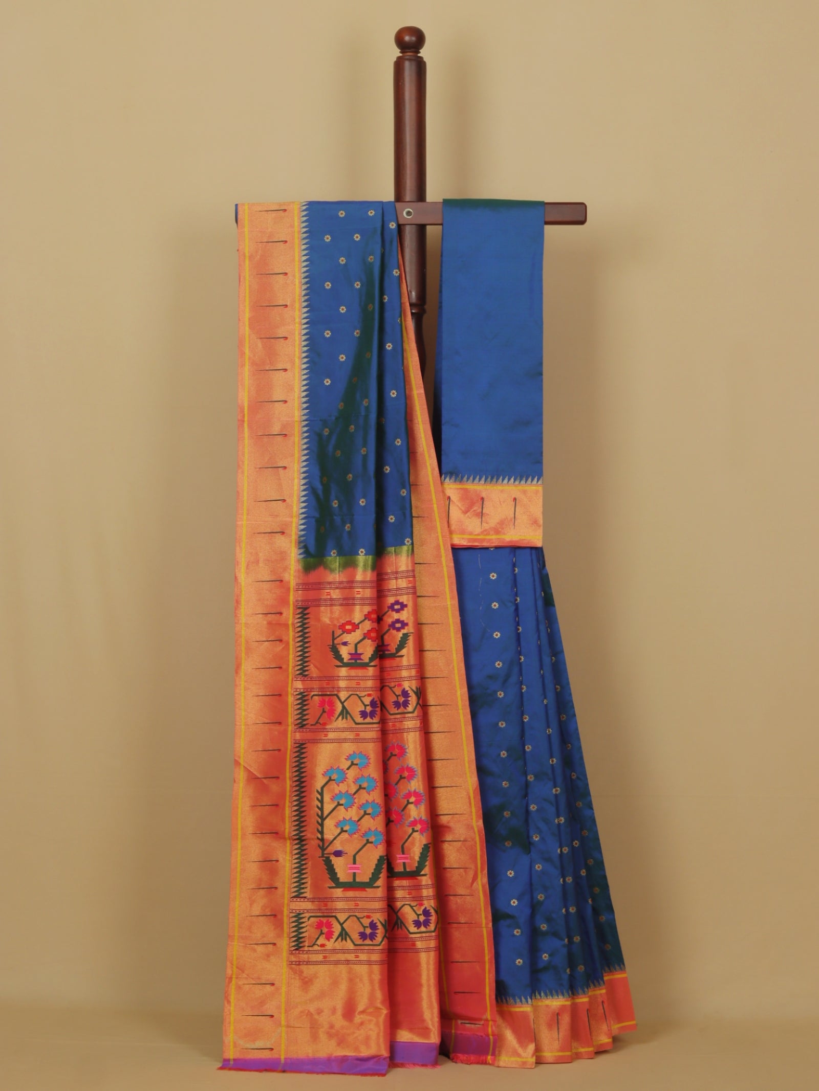 Short blue munia paithani saree