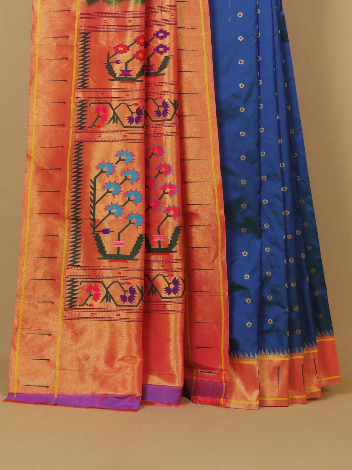 Short blue munia paithani saree
