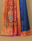 Short blue munia paithani saree