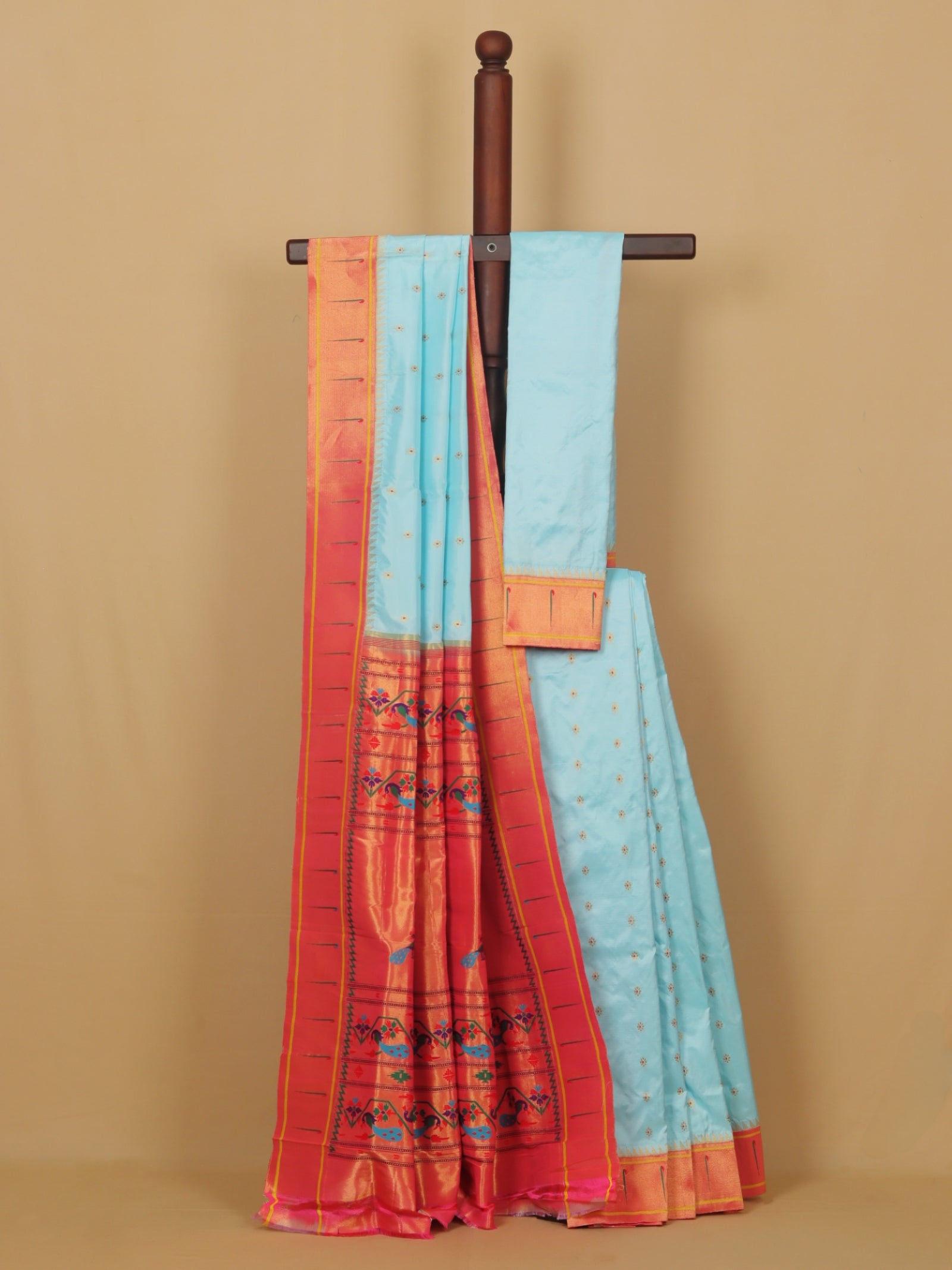 Phirozy by pink munia paithani saree