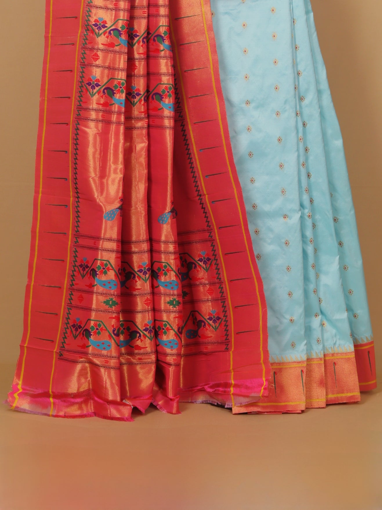 Phirozy by pink munia paithani saree