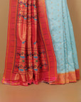 Phirozy by pink munia paithani saree