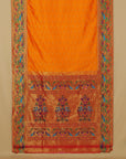 Mango yellow fancy border silk paithani saree