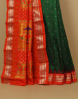 Green by orange temple paithani saree