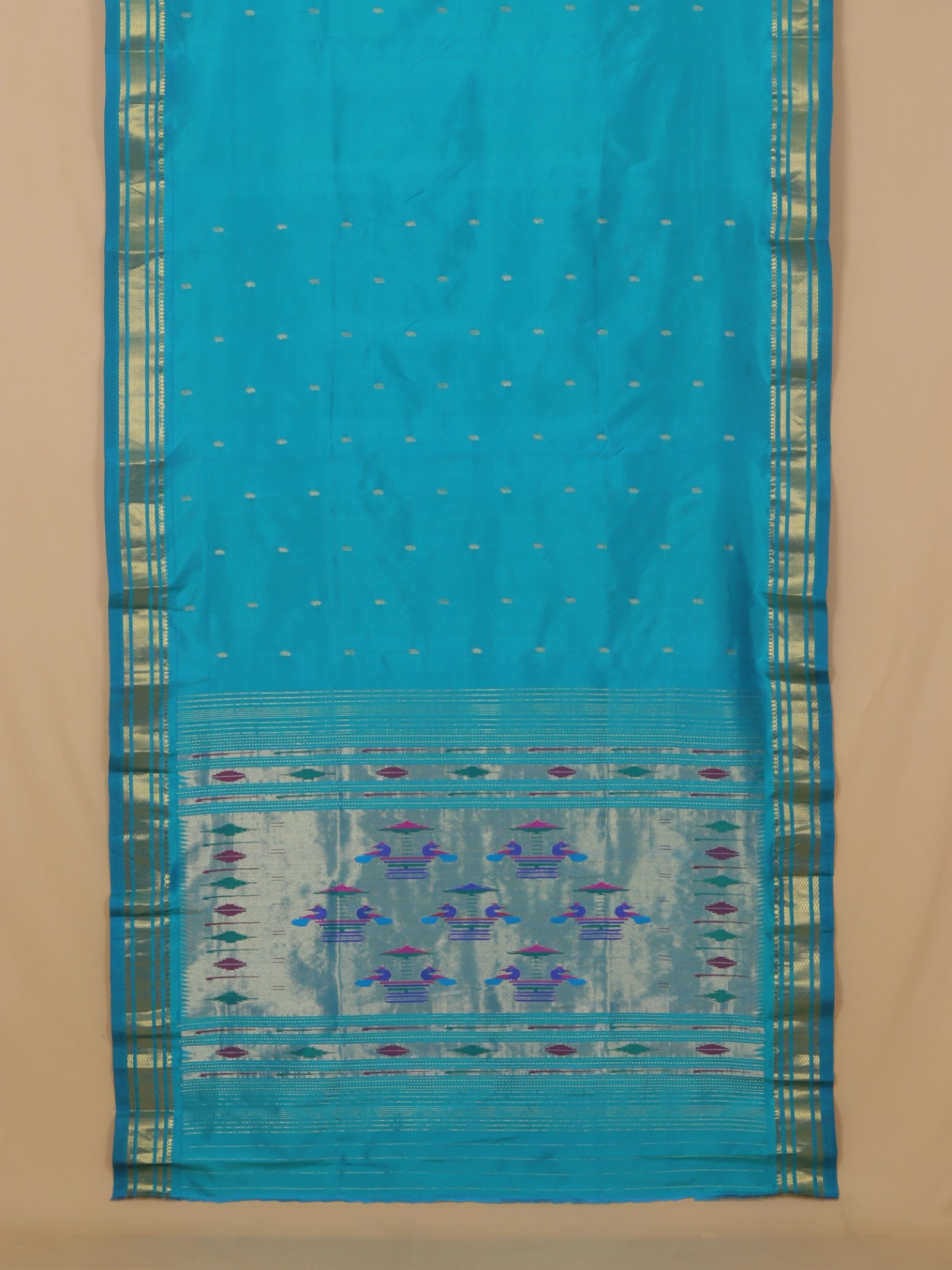 Sapphire rama silk paithani saree