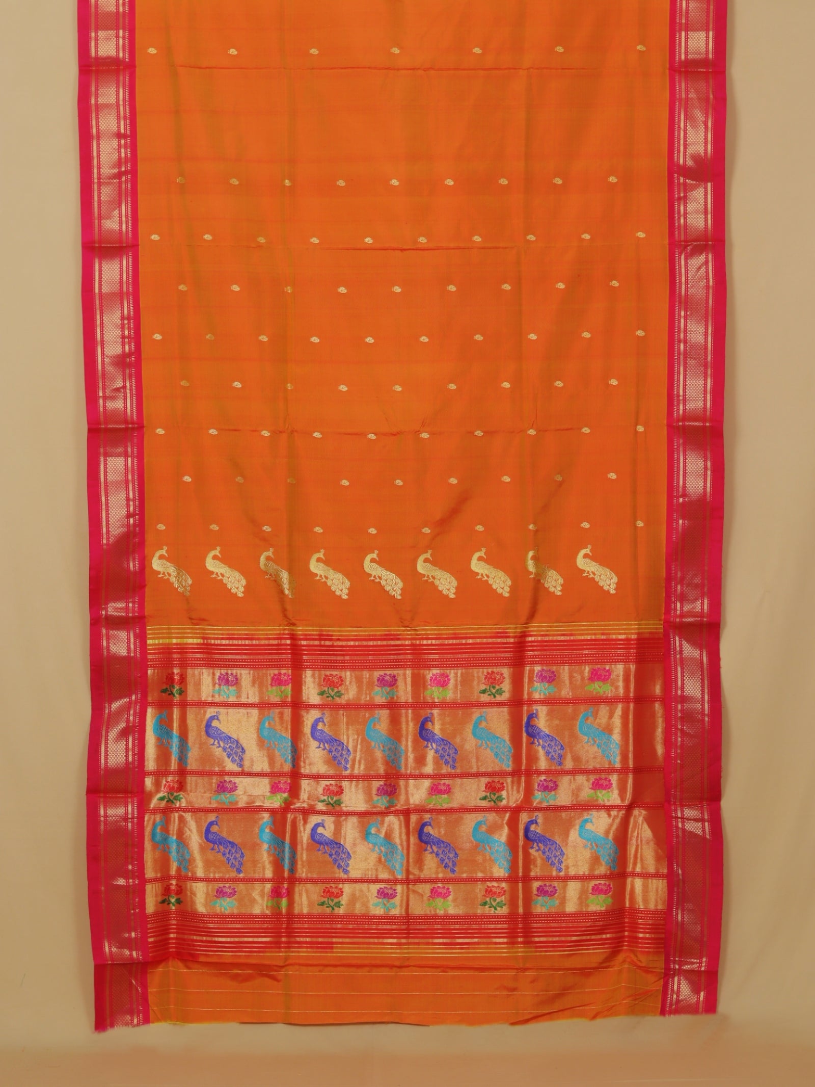 Mango yellow silk paithani saree