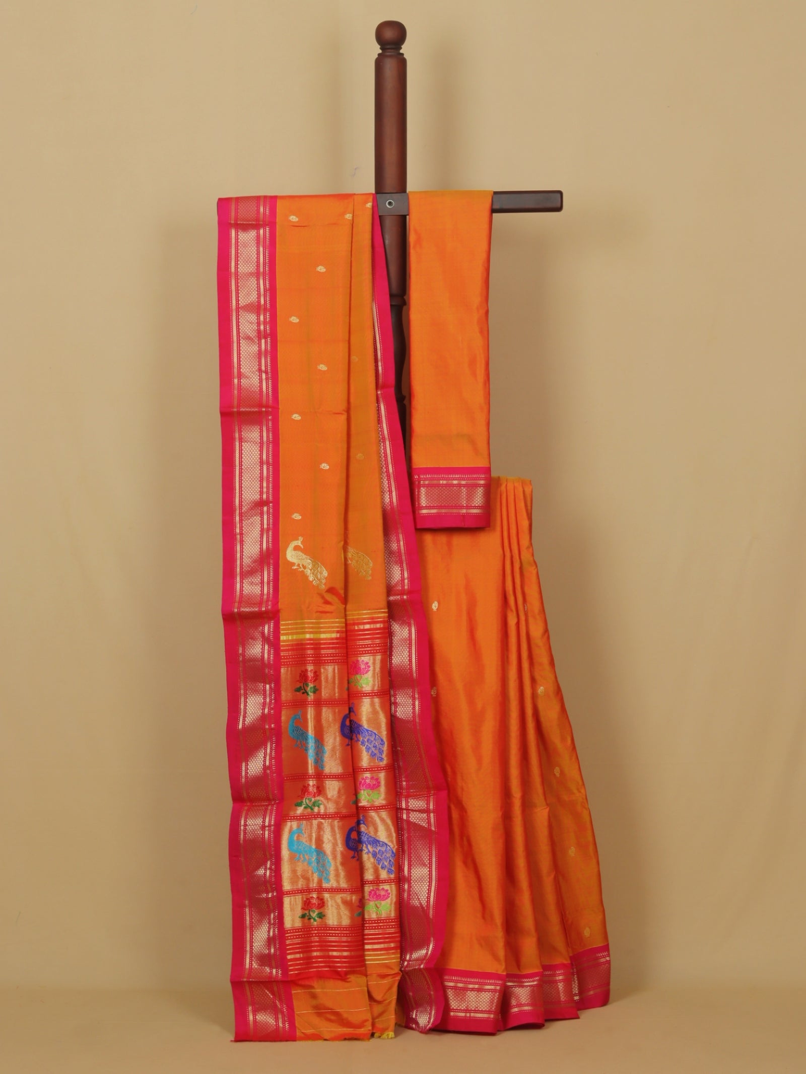 Mango yellow silk paithani saree